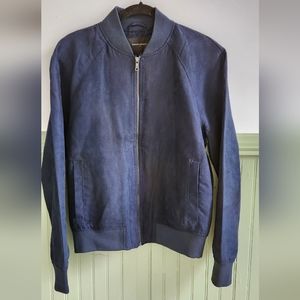 Navy Faux Suede Banana Republic Bomber Jacket